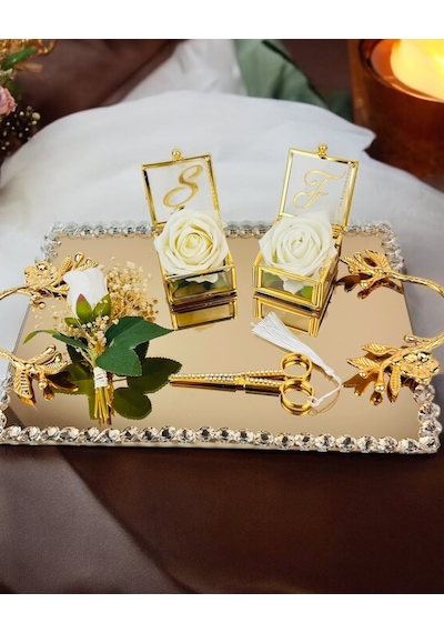 Amour Söz Nişan Tepsisi Siyah Siyah