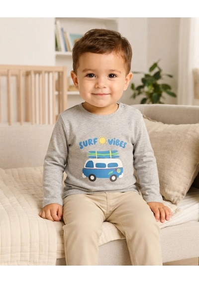 Tuffy Gri Erkek Bebek Baskılı Lacivert Süprem T-shirt Rahat Kalıp