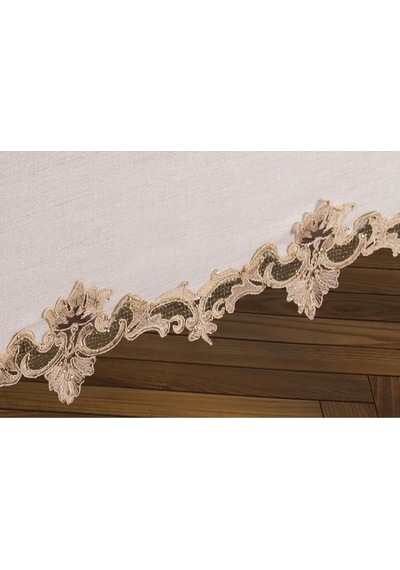 Henna Güpürlü Keten Krem Sofra Takımı 8 Kişilik 160x230 Cm 17prç - 1220 Çok Renkli