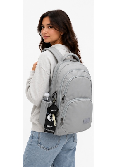 Gri Unisex Okul Çantası Su Geçirmez Kumaş Unisex Okul Sırt Çantası 34600 Gri