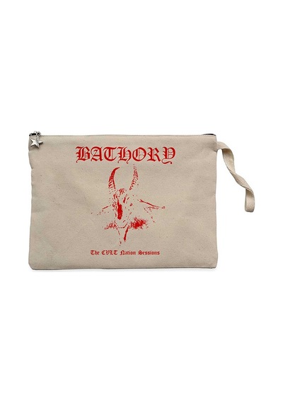 Bathory Black Metal Red Krem Clutch Cüzdan / El Çantası Krem