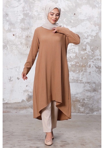 Bestenur Asimetrik Kesim Tunik 1253 - Vizon
