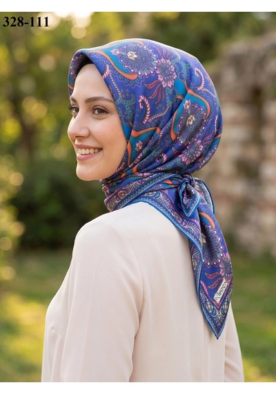 Moonscarfs Moonscarf Soft Pamuk Eşarp Mavi 328-111 Çok Renkli