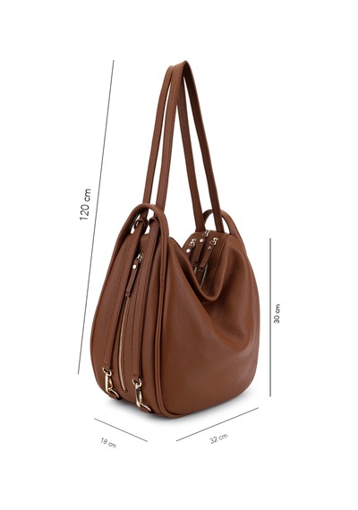 Bruno Rossi Bag Kadın Hakiki Deri Taba Sırt & Omuz Çantası 1048 Mlx14g Bn Cnt Sk25-26 Cuoıo Bej