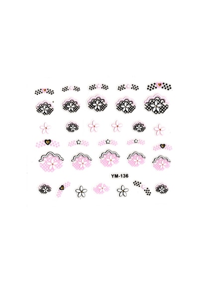 Limmy Tırnak Süsleme Sticker Nail Art Ym-136 - 6x5 Cm - Yıldız Kalp Çiçek