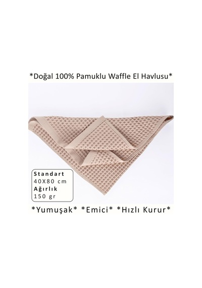 Püskül Lüks 3-adet Waffle El Havlusu Seti, Büyük 40x80 CM