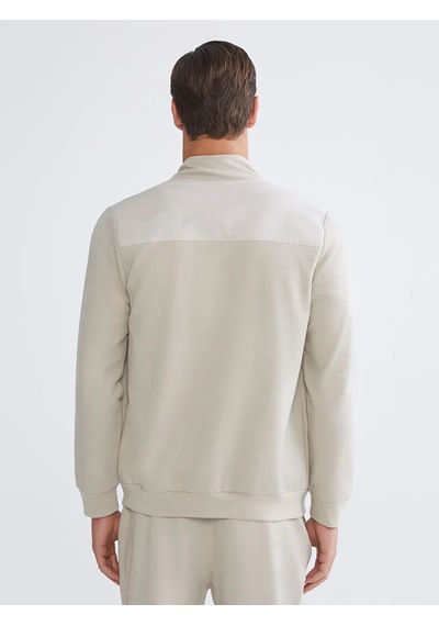 Lc Waikiki Bej Dik Yaka Erkek Fermuarlı Sweatshirt
