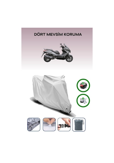 Gri Arka Çanta Ve Kilit Uyumlu Kymco Downtown 125i Uyumlu Motor Brandası