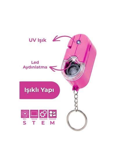 Temel Cep Mikroskobu 60x Led Ve Uv Işıklı Taşınabilir Pembe Mikroskop