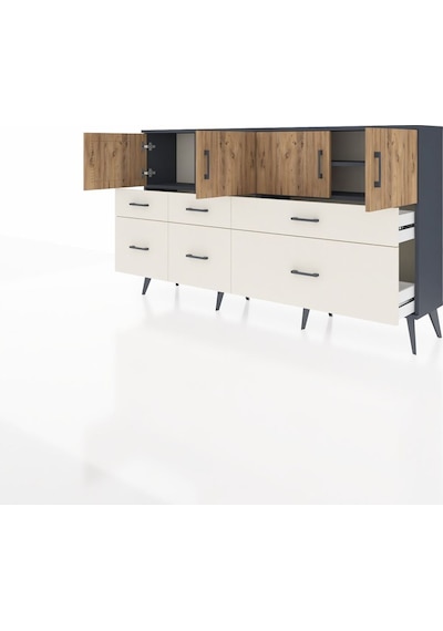 Arges Konsol 4 Raflı 6 Çekmeceli 4 Kapaklı 176x30x99 Antrasit-çam/aytaşı Atlas Çam/aytası - Antrasıt Arges Konsol 4 Raflı 6 Çekmeceli 4 Kapaklı 176x30x99 Antrasit-çam/aytaşı Atlas Çam/aytası - Antrasıt