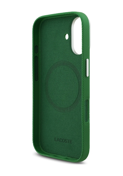 Apple iPhone 17 Kılıf Lacoste Lisanslı M-safe Uyumlu Pvc Pike Desenli İkonik Timsah Logolu Kapak Yeşil