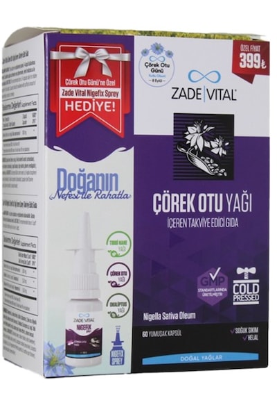 Zade Vital Çörek Otu Yağı 60 Kapsül + Nigefix Sprey  10 ML