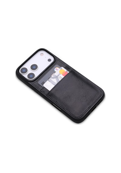 Zawa Apple İphone 17 Pro Uyumlu Suni Deri Kartlık Arka Koruma Kılıf - Bordo
