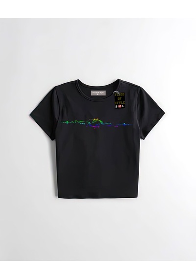 Flood Of Style Siyah Babby Tee Balıklar Özel Tasarım