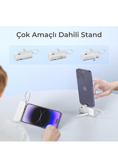 Woyax By Deji 5000 mAh Type-c Soketli Dahili Kablolu Mini Powerbank