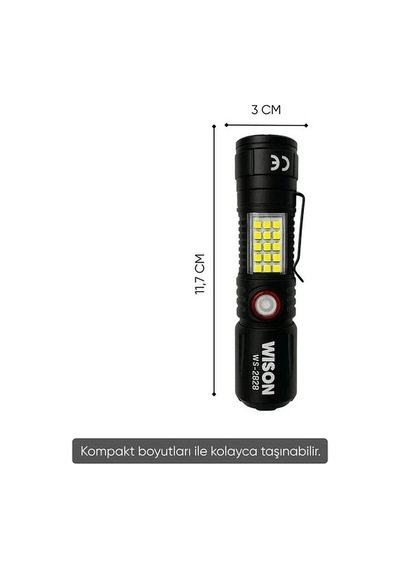 Wison Ws-2828 1000 Lümen Mıknatıslı Usb Şarjlı El Feneri Evimdeyokyok Beyaz