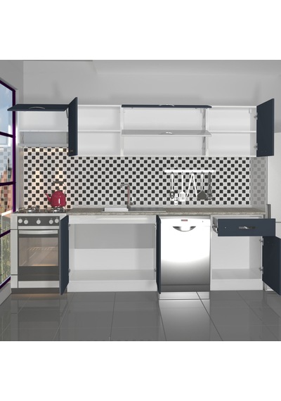 Decoraktiv Elite 280y Mdf Hazır Mutfak Dolabı - Tezgah Dahil - Antrasit