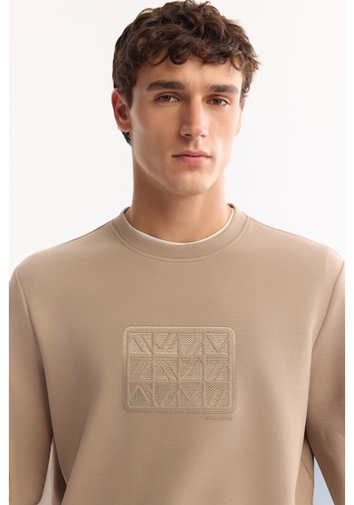 Avva Erkek Vizon Bisiklet Yaka Pamuklu Bi-stretch Baskılı Regular Fit Sweatshirt A52y1289