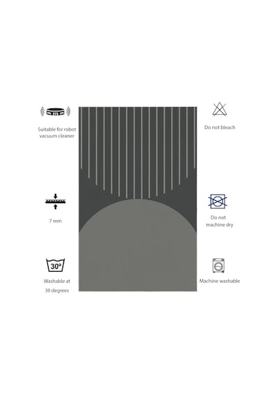 Dijital Kaymaz Yıkanabilir Banyo Mutfak Salon Paspas Halısı Trend Modern Al4004 Antrasit