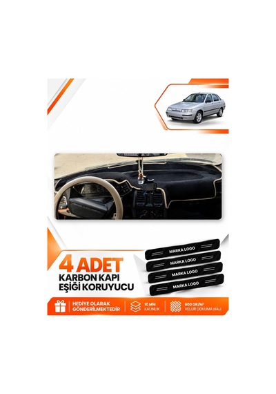 Lada Vega 1995-2007 Uyumlu Ön Örtüsü Torpido Koruma Koruyucu Kılıfı Halısı - Siyah Bej