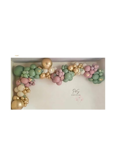 Krom Gold Küf Yeşili Toz Pembe Ve Ten Rengi Balon Zinciri 100 Adet Mix
