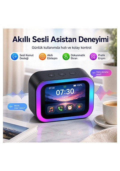 Yapay Zeka Sesli Asistan Destekli Akıllı Bluetooth Hoparlör Dokunmatik