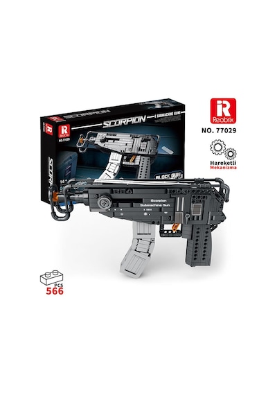 Reobrix 77029 Hafif Makineli Tüfek Yaratıcı Yapı Blok Seti Building Blocks Scorpion Submachine Gun - 566 Parça