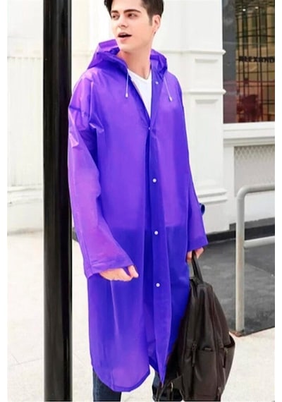 Kadın Erkek Yağmurluk Kapüşonlu Çıtçıtlı Eva Mor Yağmurluk Bymmrc881r09 Mor