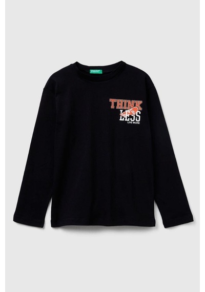 United Colors Of Benetton Erkek Çocuk 3jerc10qo-25k Uzun Kol Tshirt Siyah-2141 SIYAH