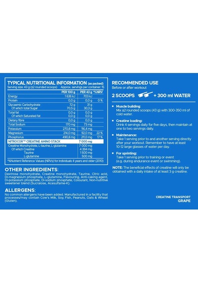 Usn Creatine Amino Glutamine Stack Transport 650 Gram - Grape Komplex Kreatin Takviyesi Aromalı
