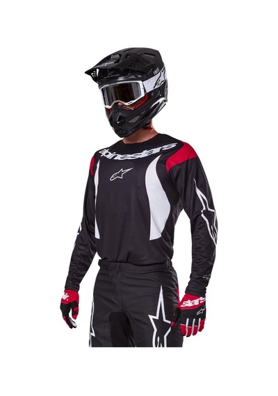 Alpinestars Fluid Haul Off-road Motosiklet Jerseyi Siyah Beyaz Kırmızı