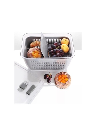 Gri 4'lü 2,5 Litre Süzgeçli Bölmeli Organizer Buzdolabı Hava Geçirmez Saklama Kabı Genel