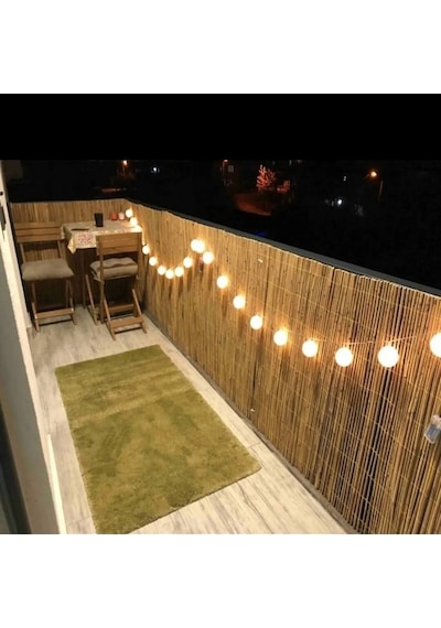 1x7 Metre Kamış Hasır Çit - Bahçe Balkon Gölgelik Rüzgar Kesici Dekoratif Doğal Örtü