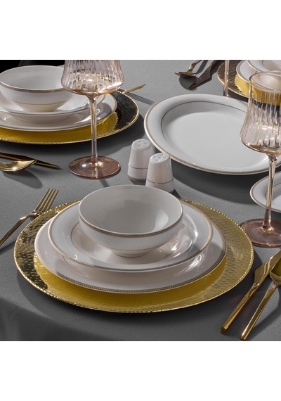 Jumbo Lineda Gold 55 Parça 12 Kişilik Yemek Takımı Altın