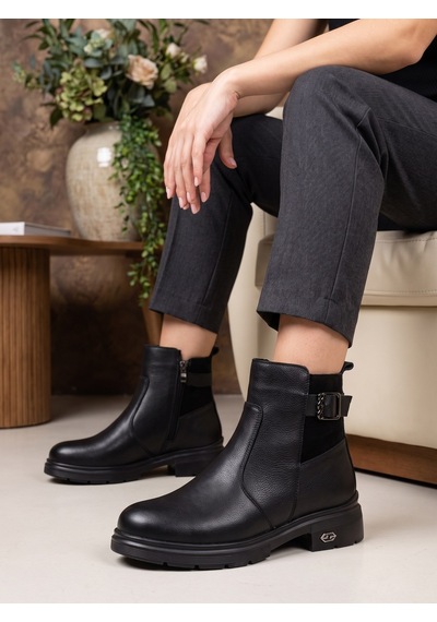 Nesilshoes Nesil Shoes Marr 860 Hakiki Deri İçi Kürklü Kadın Bot Siyah