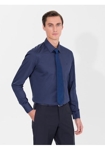 Cacharel Lacivert Slim Fit Uzun Kollu Basic Gömlek