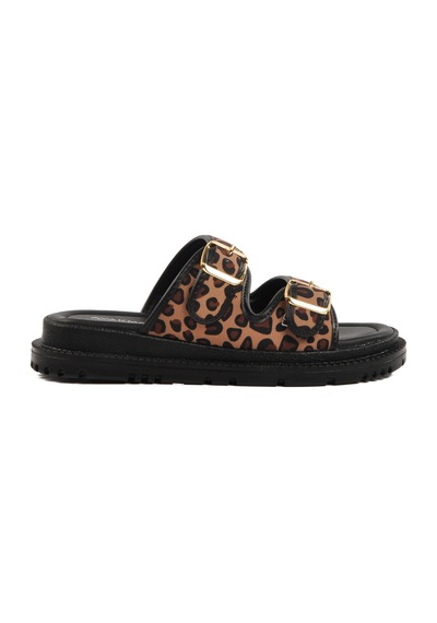 Leopar Desenli Tekstil Kadın Terlik 238051 Z Siyah