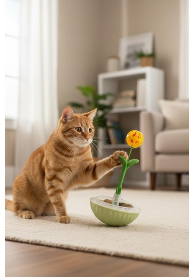 Kedi Oyuncağı Catnip Tumbler Cıngıraklı Yuvarlanan Otomatik Hareketli Kedi Eğlence Oyuncağı Den