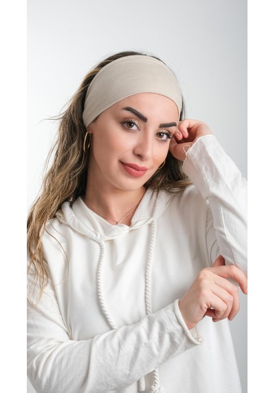 Hürrem Bone Bej Bandana Saç Bandı Viskon Düz 3012 12 Bej