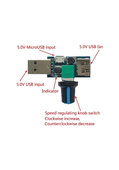 Usb Fan Hız Kontrol Sürücüsü Regülatör Modülü Dc 4-12v To 2.5-8v 5w
