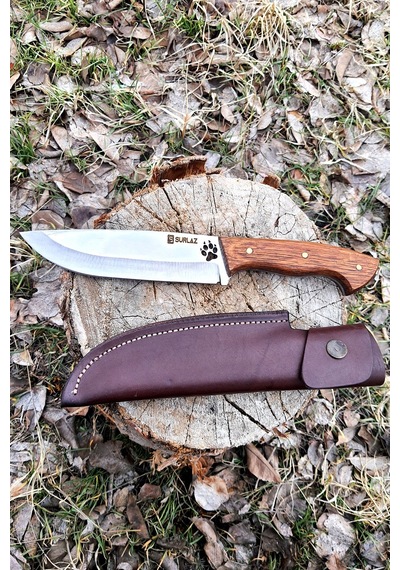 Kamp Bıçağı Outdoor Bıçak El Yapımı Kılıflı Bıçak Gümüş - Siyah
