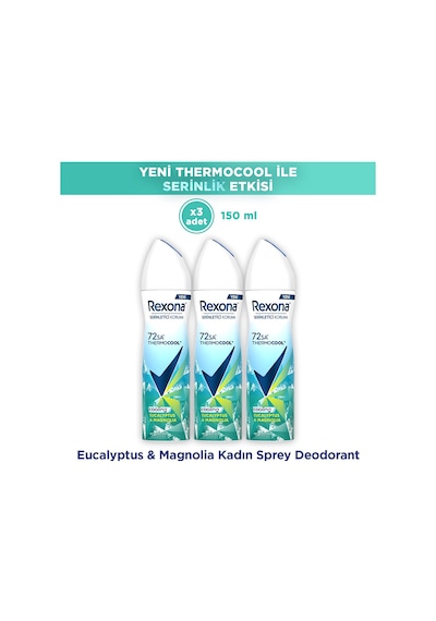 Rexona Thermocool Kadın Sprey Deodorant Eucalyptus & Magnolia 150 Ml X3