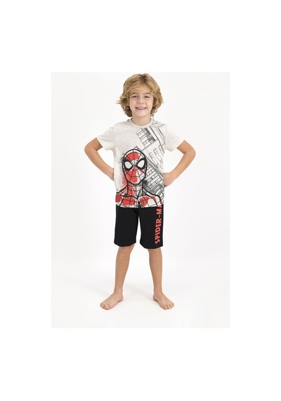 Marvel Spider-man Lisanslı Bejmelanj Erkek Çocuk Bermuda Takım Bej Melanj