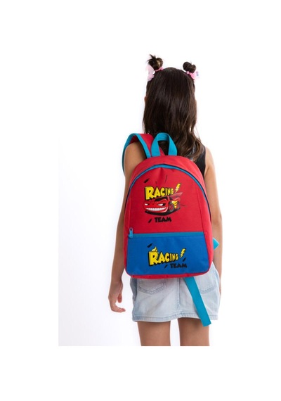 Superbag Erkek Çocuk Anaokulu Çantası Racing Araba Desenli Sırt Çantası Kreş Çantası Mavi