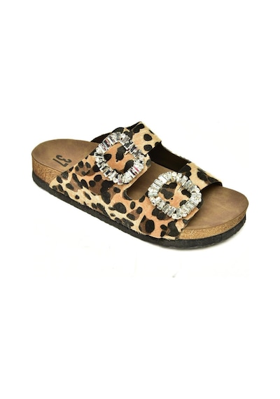 Fox Shoes K777604802 Leopar Süet Çift Tokalı Taşlı Kadın Terlik Leopar-süet Leopar Fox Shoes K777604802 Leopar Süet Çift Tokalı Taşlı Kadın Terlik Leopar-süet Leopar