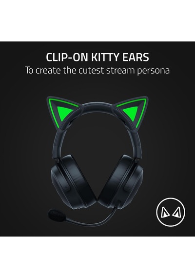 Lexroo Kitty Ears V2 - Evrensel Fit Clip-on Kitty Ears Kulaklıklar İçin Siyah