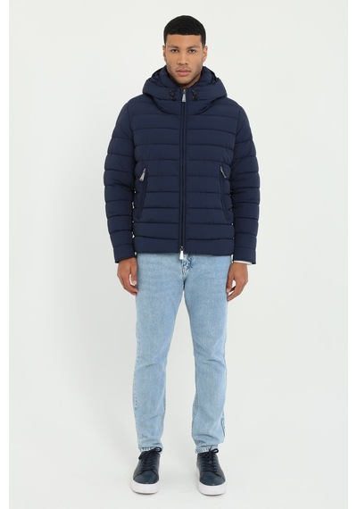 Dufy Erkek Slim Fit Kapüşonlu Lacivert Mont-25293