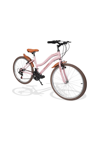 Sarissa Vintage 24" Jant 21 Vites Çelik Kadro V Fren Unisex Şehir Bisikleti Pembe Kahverengi Lastik Pembe