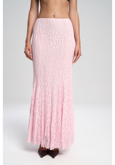 Mai Collection Mai Studios Co. Veylia Uzun Pembe Dantel Etek Pembe
