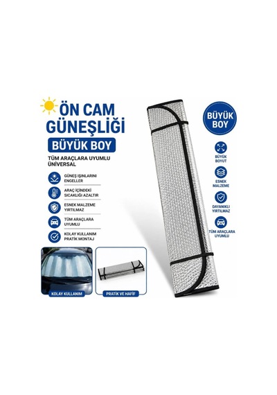 Ön Cam Güneşliği Üniversal Yüksek Kalite Esnek Yırtılmaz Isı Ve Güneş Koruyucu Pratik Montaj